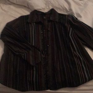 22/24 black button down with multi color stripes